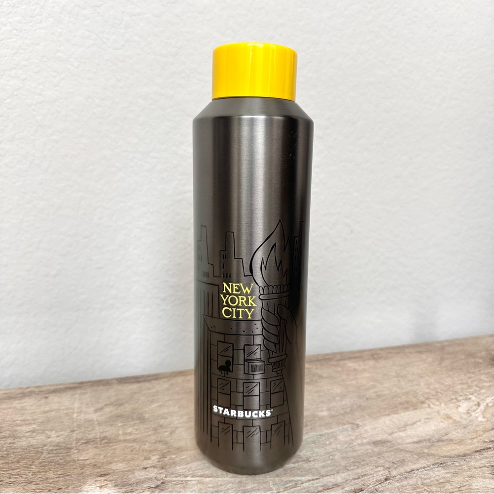 Starbucks New York City Stainless Steel Water Bottle Yellow Cap